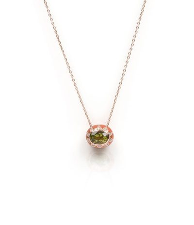 Pink gold necklace with diamons