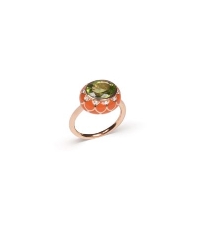 18 carat pink gold ring with diamonds