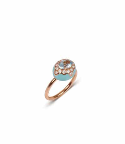 Pink gold ring aquamarine